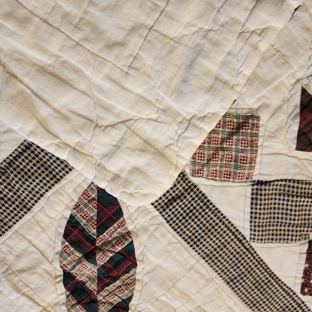 VINTAGE Handmade‎ Rustic Lodge Moose Bear Pine Tree Patchwork Cabin Quilt 80x80
